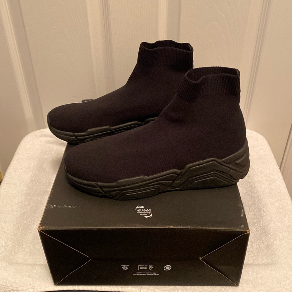Brand New Armani Exchange Black Knit Sneakers…size 9 - Picture 1 of 10